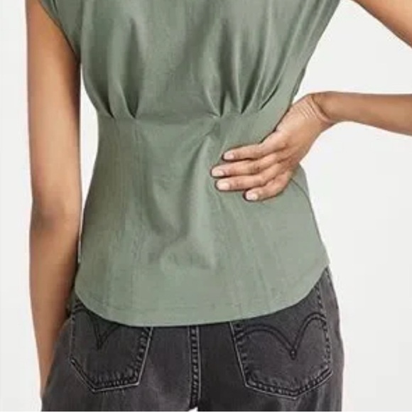 NWT! Good American Corseted Style Sleeveless Green Tee size 1 (small) - Picture 2 of 8